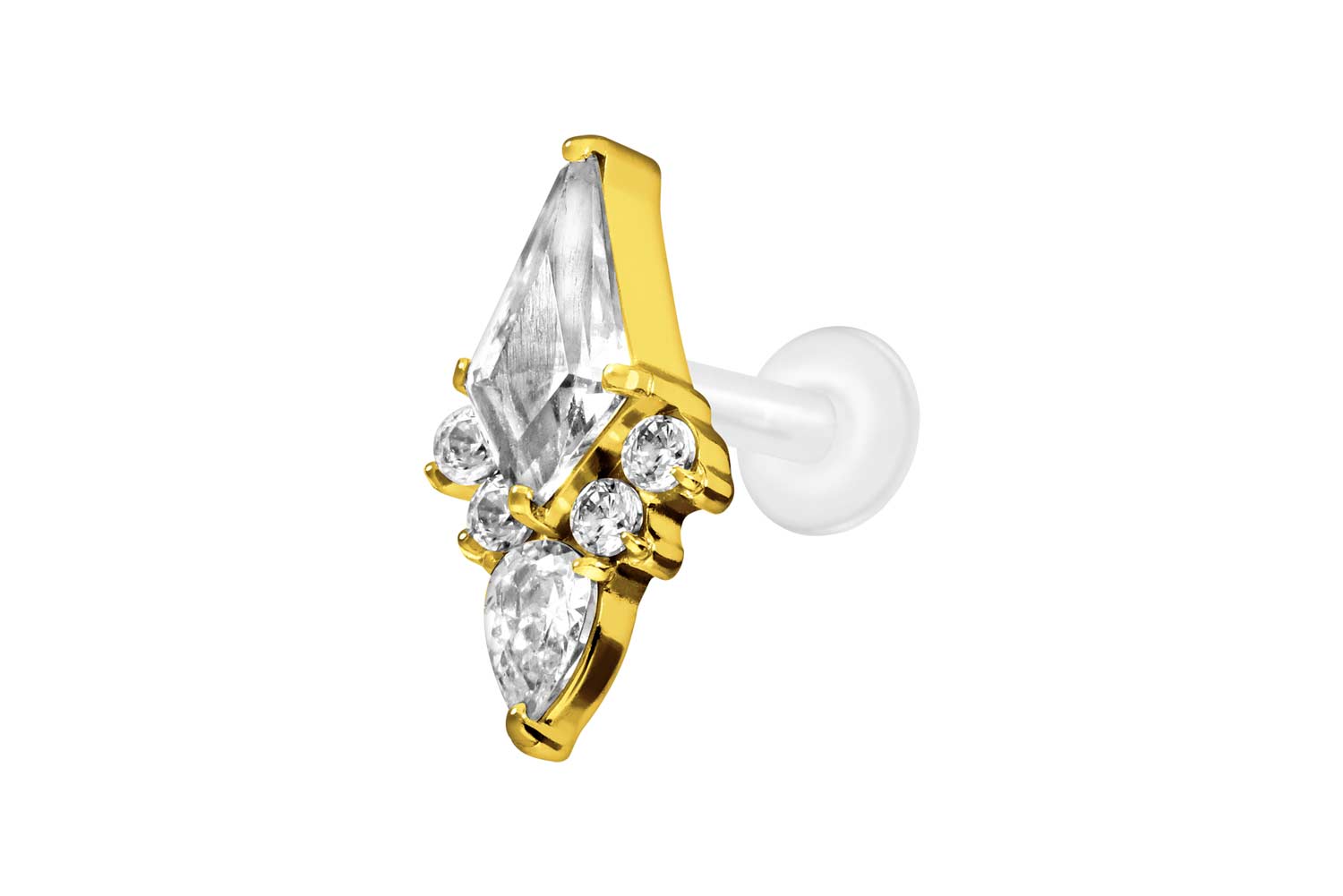 PTFE Labret Piercing mit Innengewinde + Titan-Aufsatz KRISTALLSCHILD